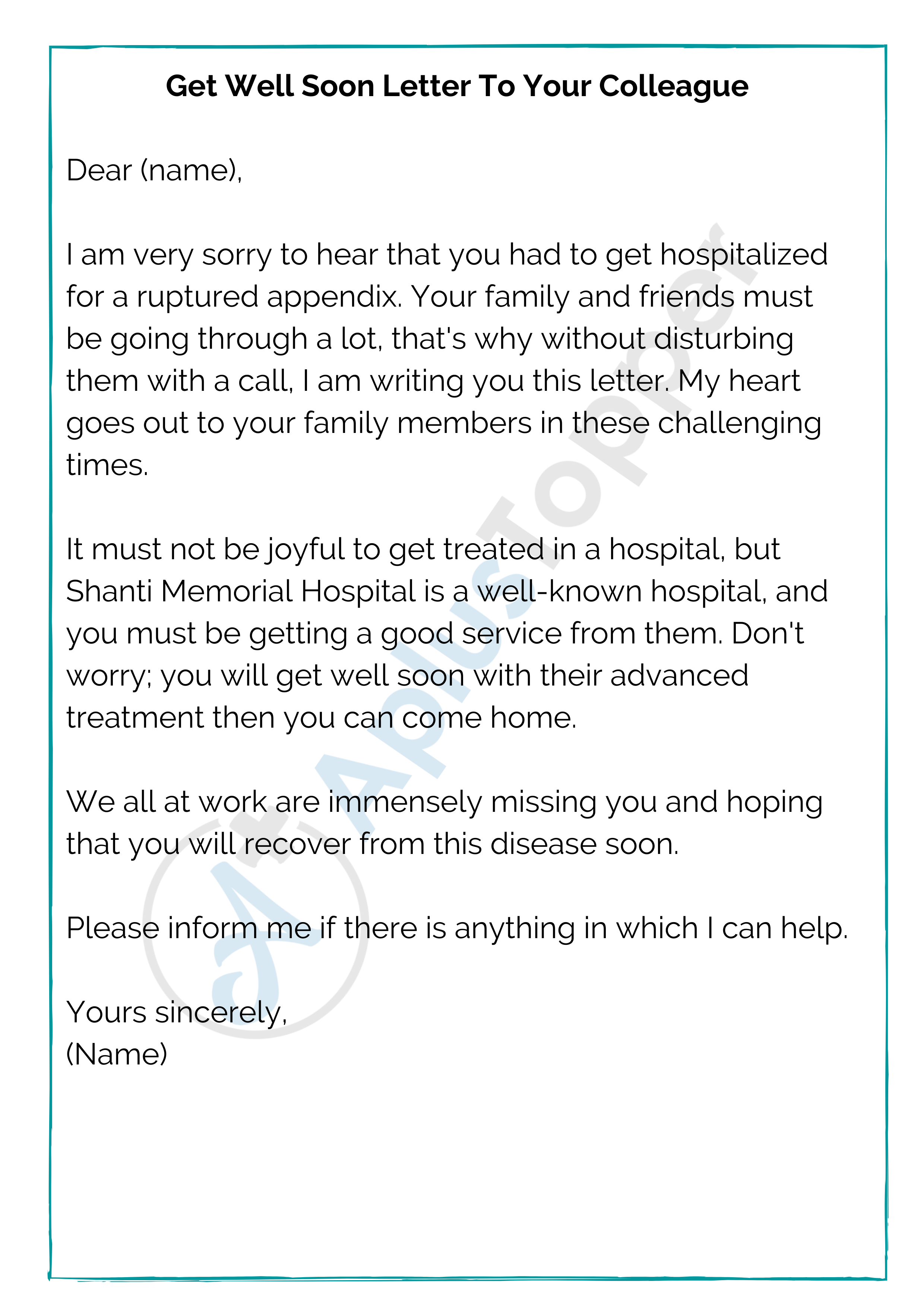 26+ Sample Get Well Soon Letters  Format and How To Write Get Well