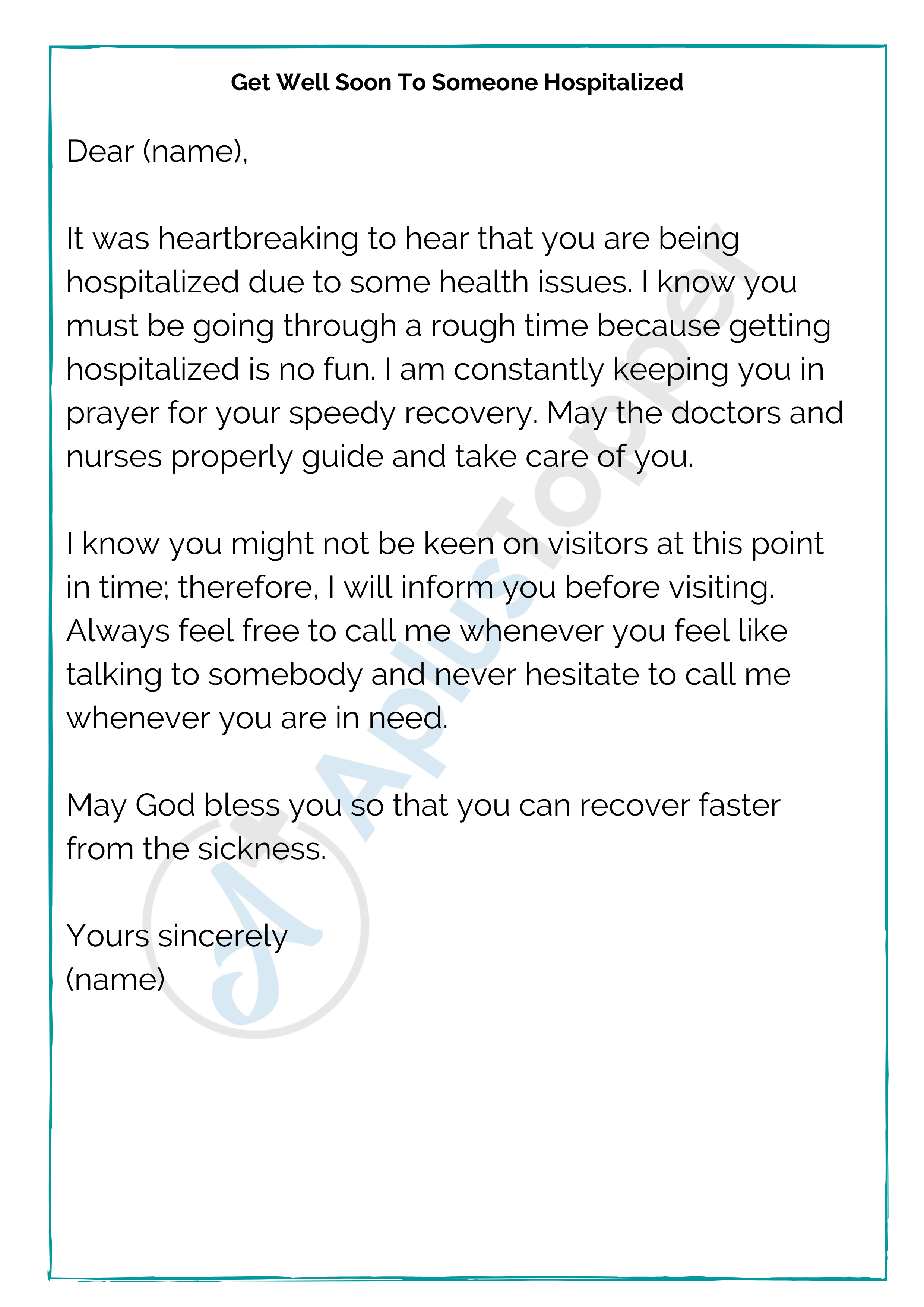 23+ Sample Get Well Soon Letters  Format and How To Write Get Well