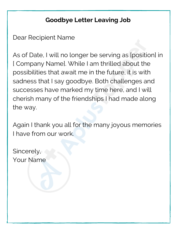 Goodbye Letter Leaving Job