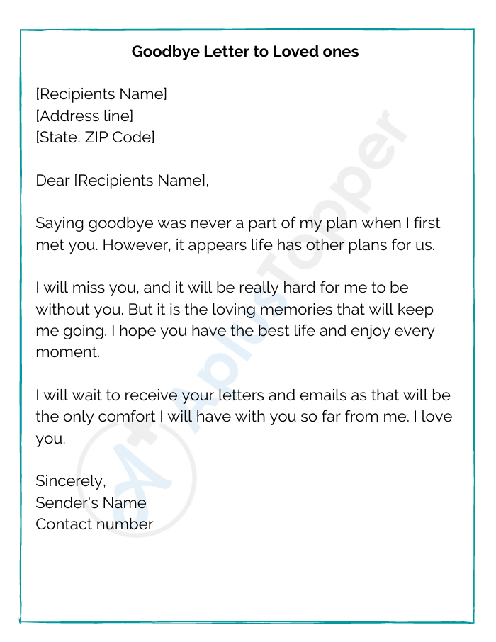 Goodbye Letter to Loved Ones