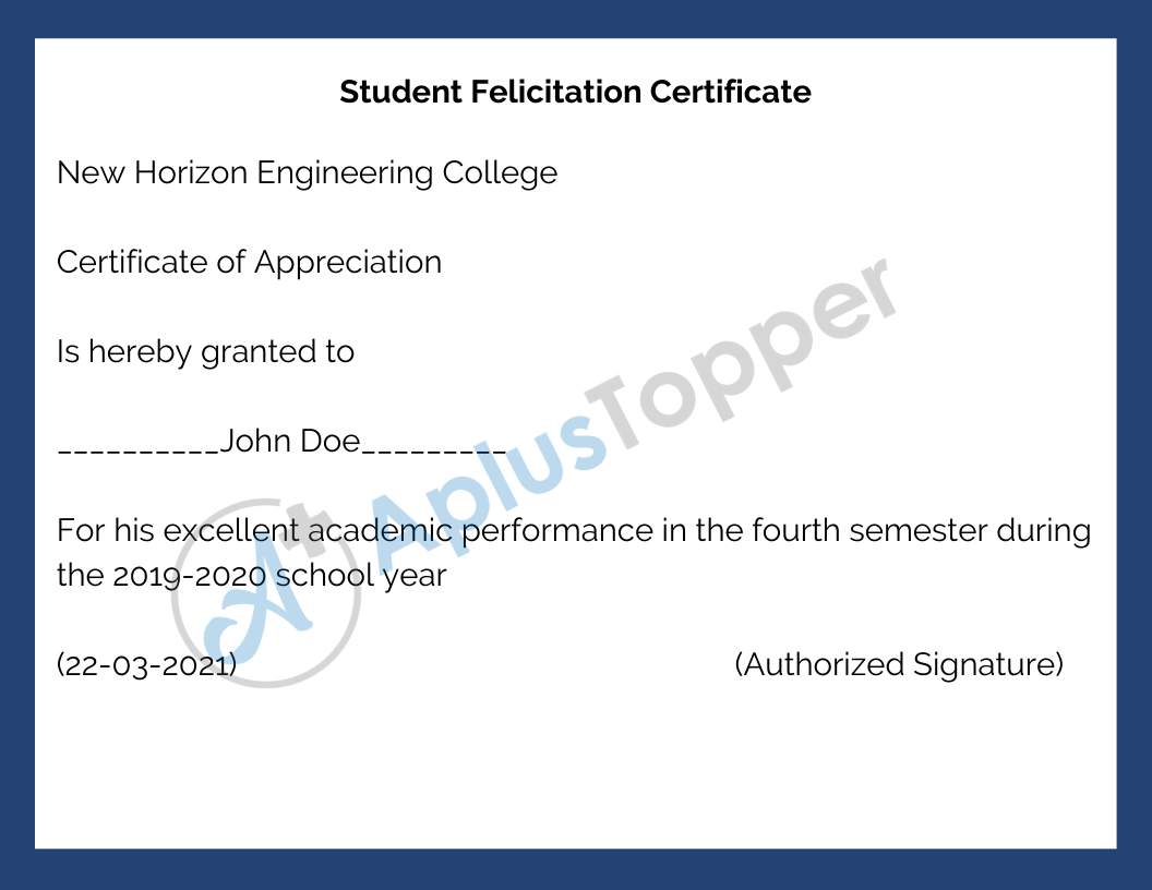 Student Felicitation Certificate