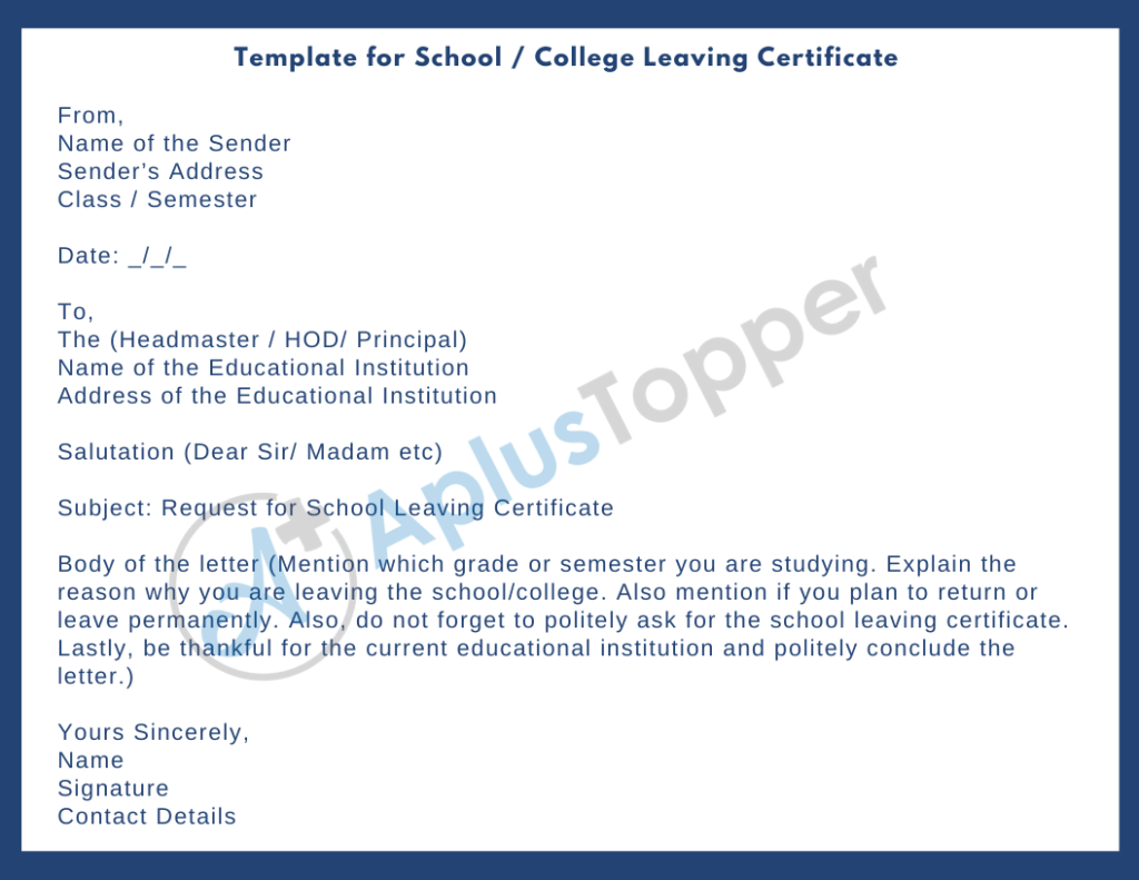 application letter for leaving certificate to principal