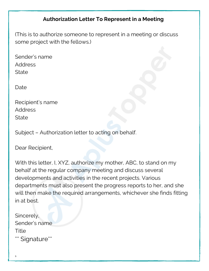 Authorization Letters To Act On Behalf | Examples, Samples And How To  Write? - A Plus Topper