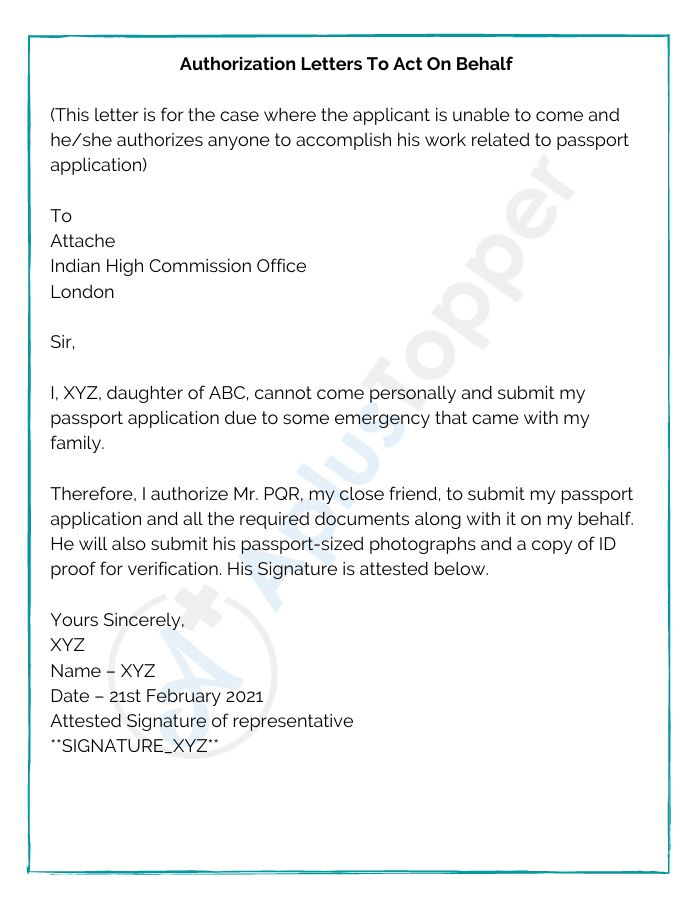 Authorization Letters To Act On Behalf | Examples, Samples ...