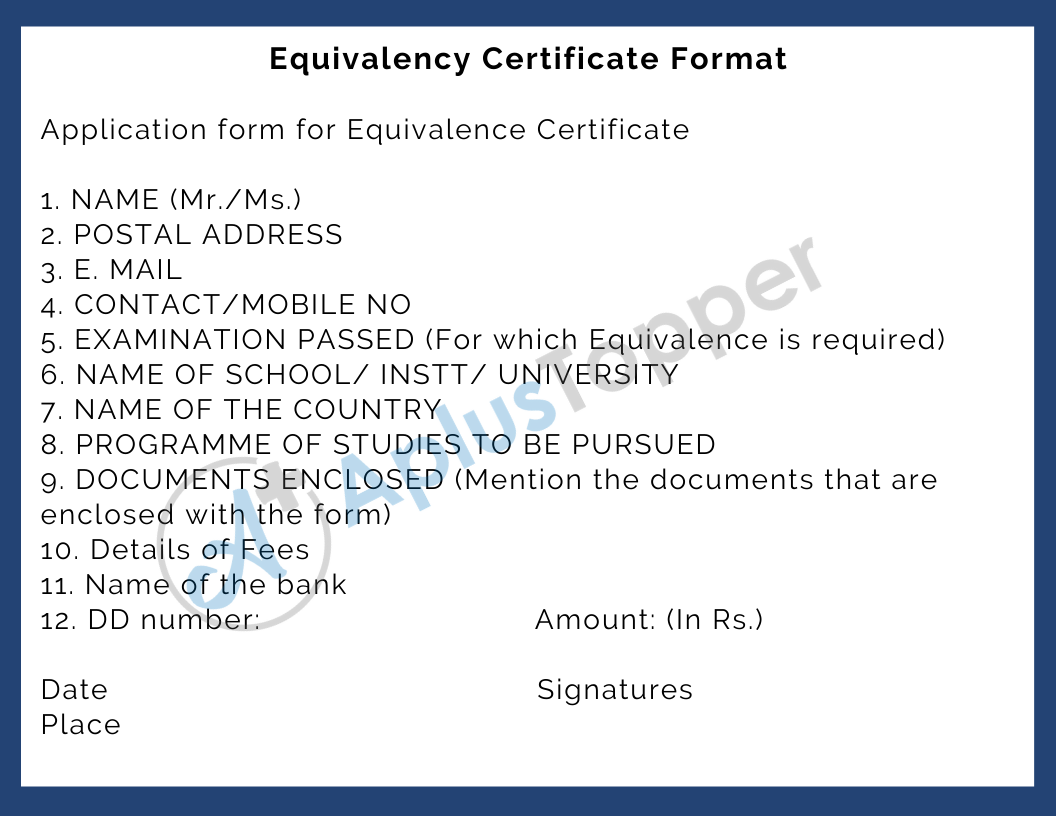 Equivalency Certificate Format