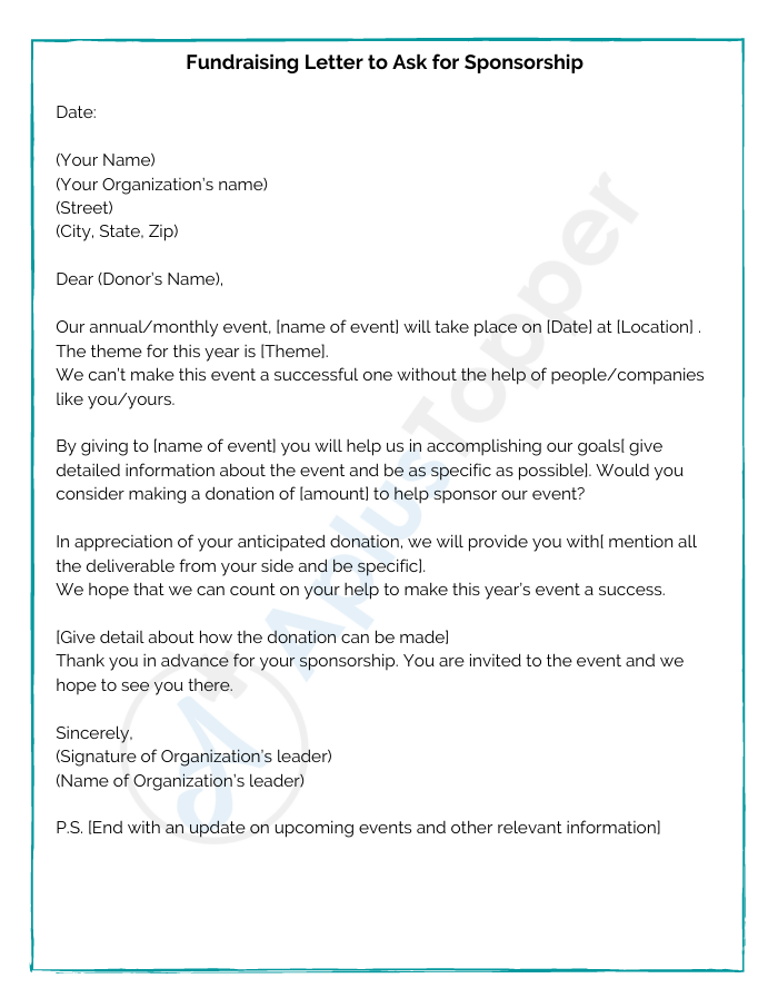 letter asking for sponsorship donation