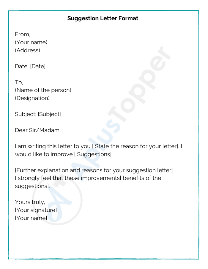 Suggestion Letter Format