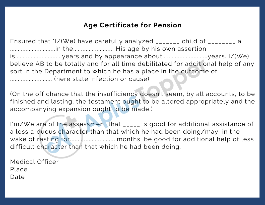 Age Certificate Pension