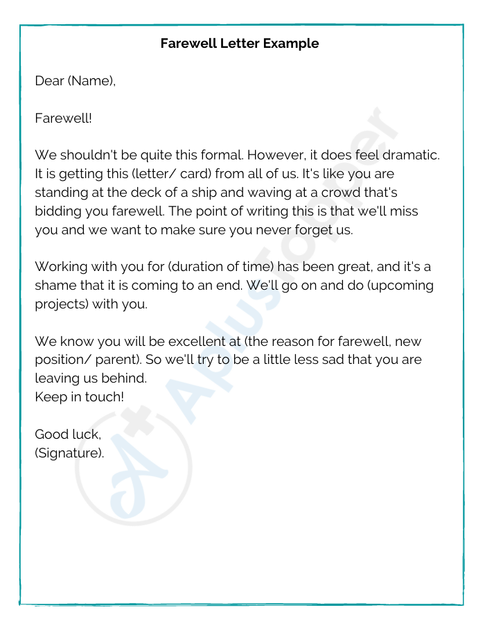 Farewell Letter Example