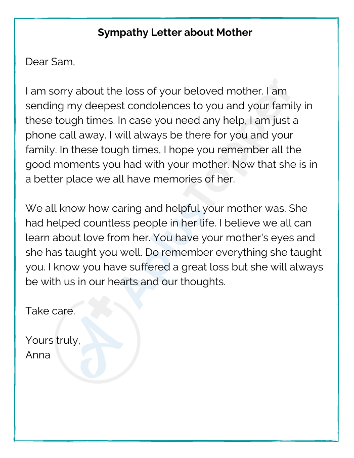 Sympathy Letter about Mother