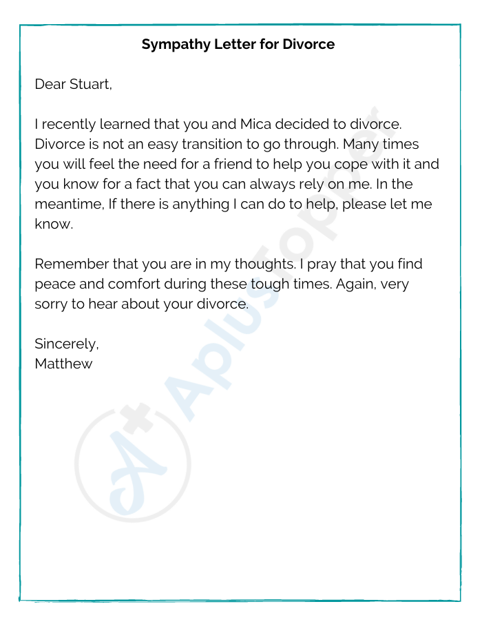 Sympathy Letter for Divorce