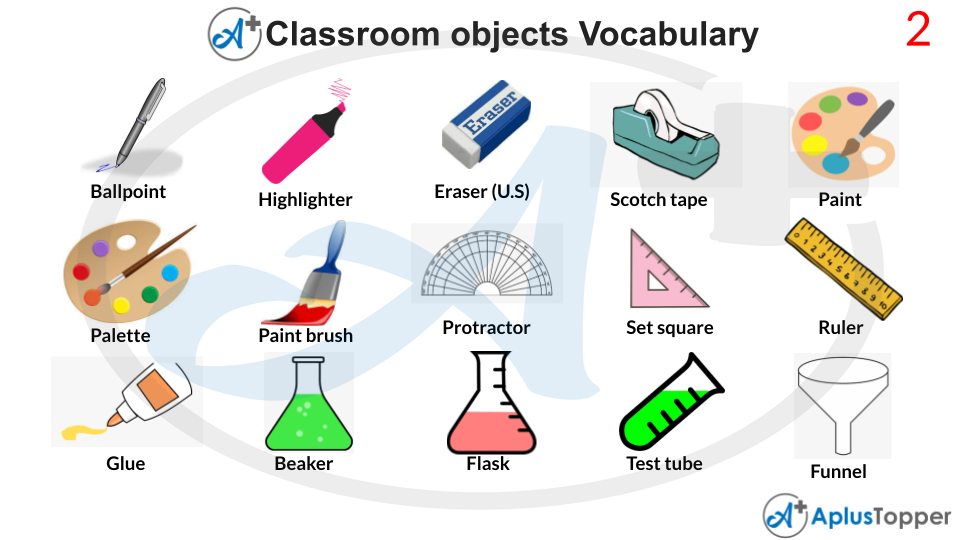 Classroom Objects Vocabulary With Pictures