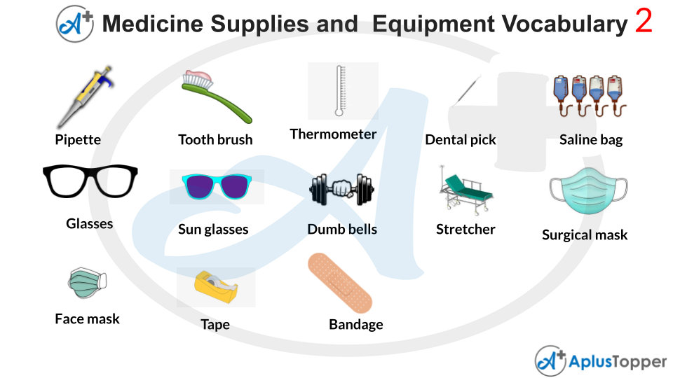 Medical Supplies and Equipment Vocabulary With Images