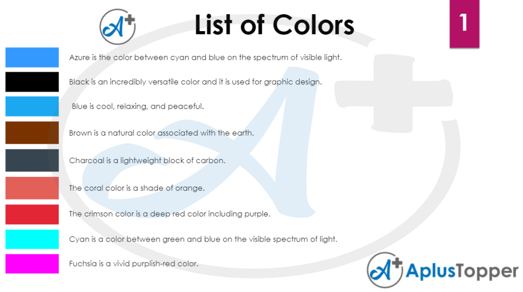 List of Colors 1