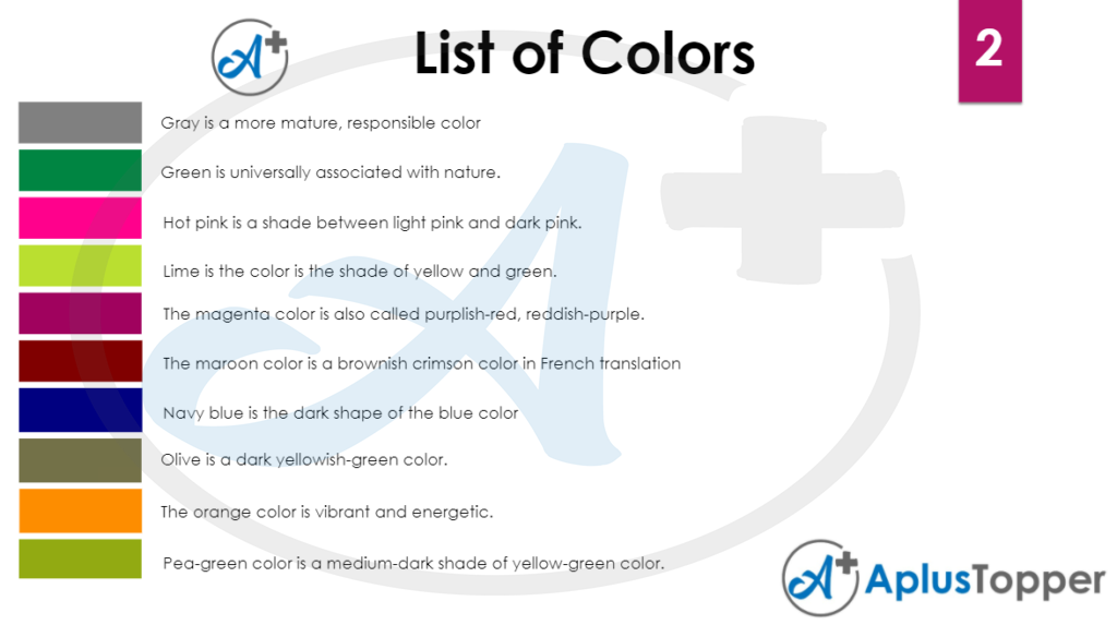 List of Colors 2