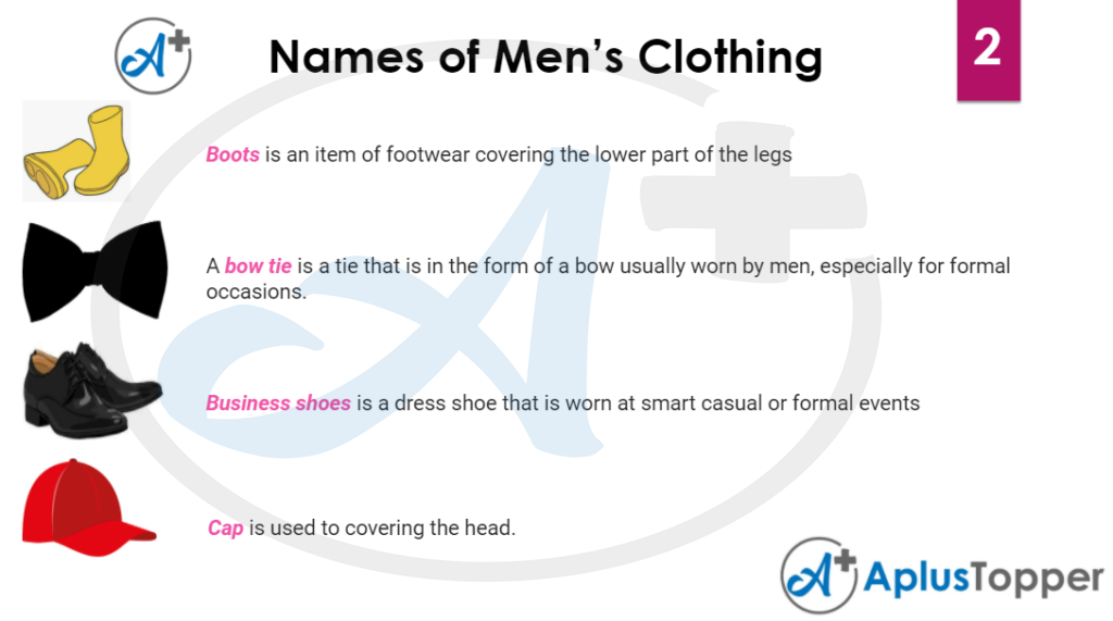 List of mens clothing 2