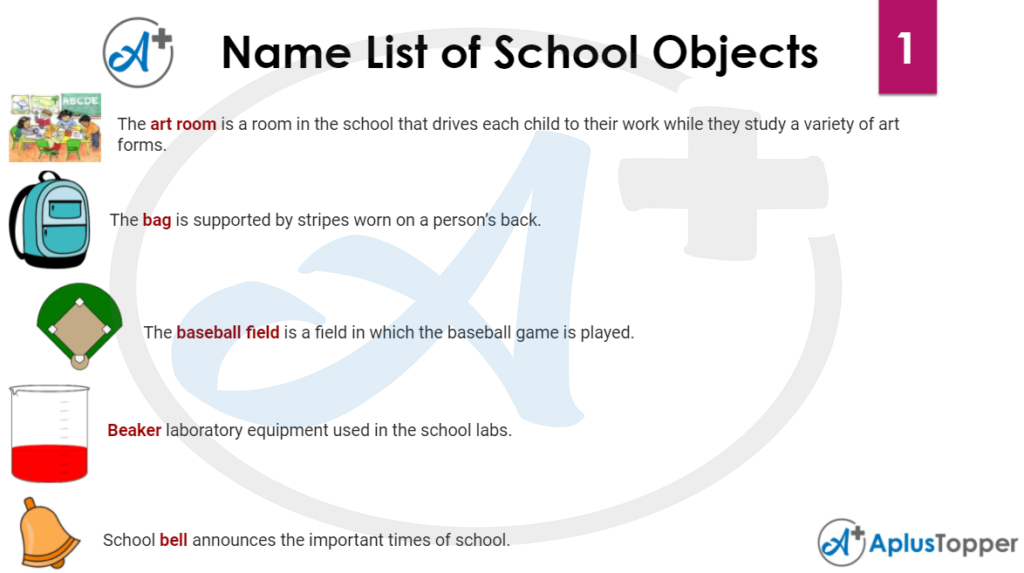 Name List of School Objects 1