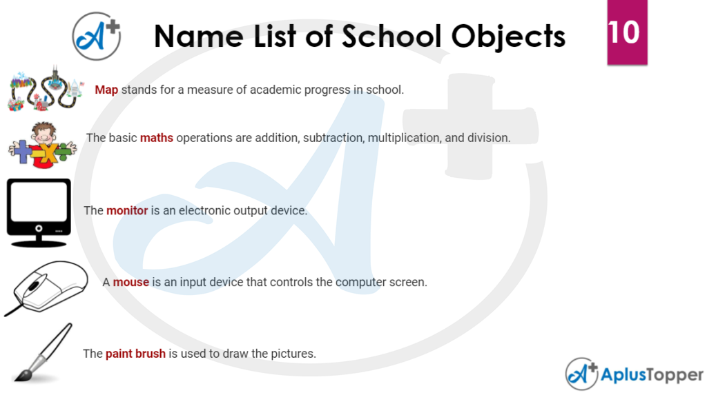 Name List of School Objects 10