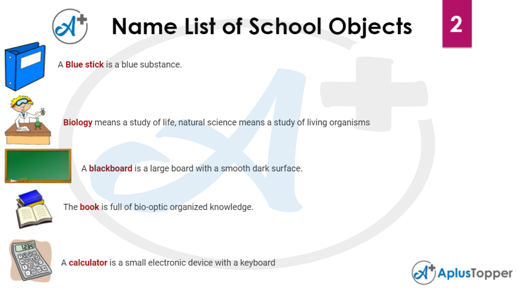 Name List of School Objects 2