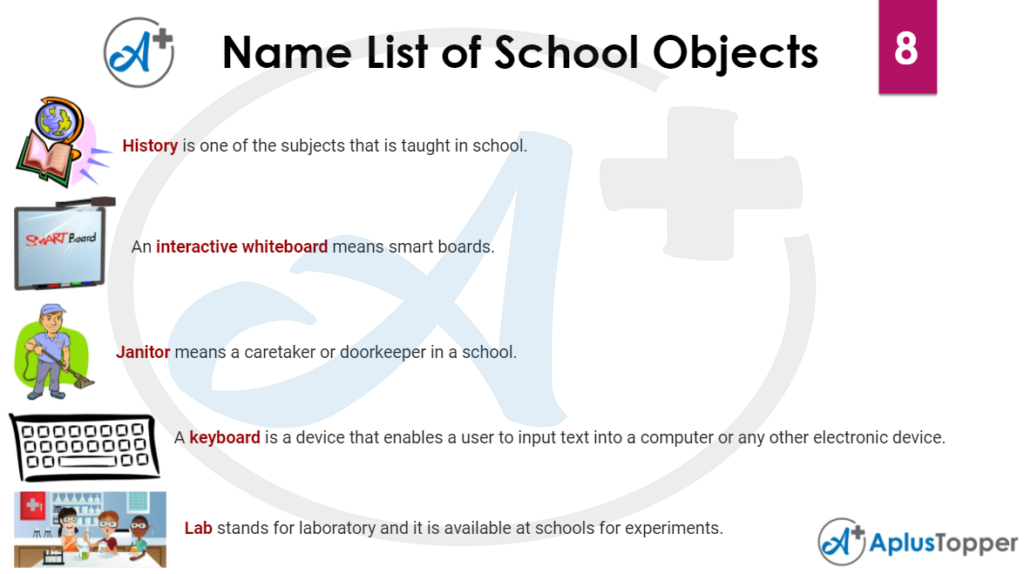 Name List of School Objects 8