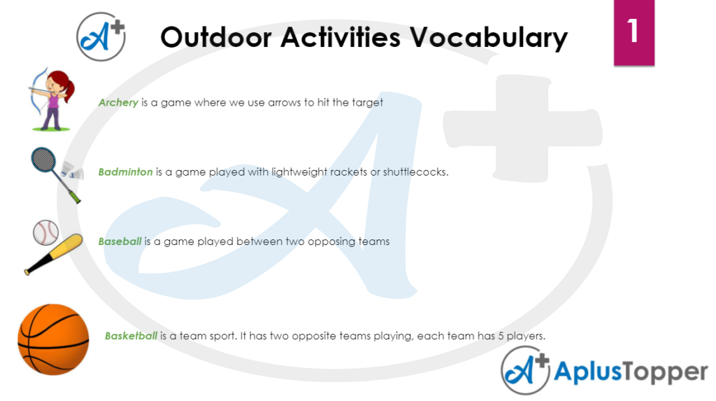 Outdoor Activities Vocabulary 1