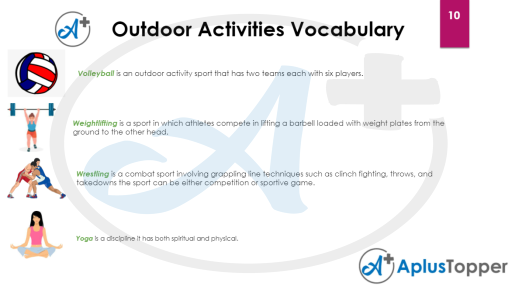 Outdoor Activities Vocabulary 10