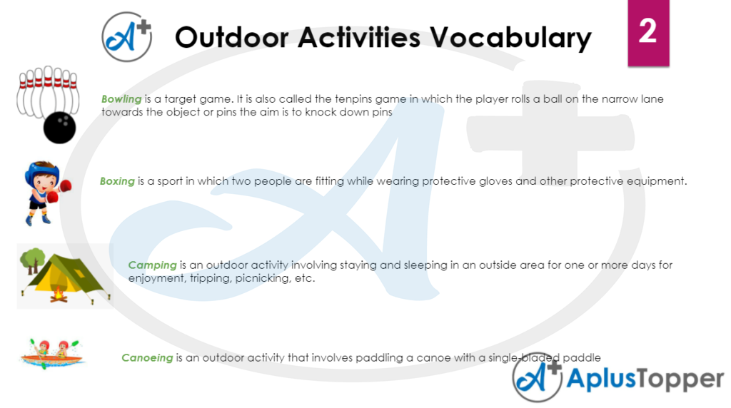 Outdoor Activities Vocabulary 2