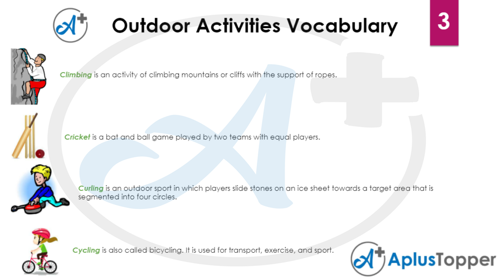 Outdoor Activities Vocabulary 3