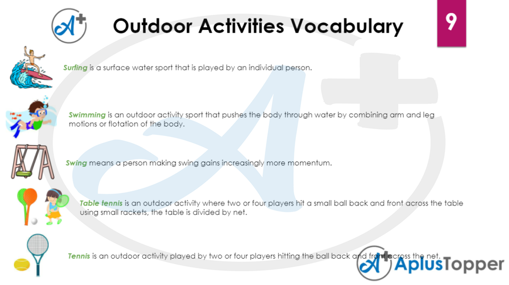 Outdoor Activities Vocabulary 9