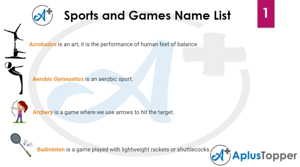 Sports and Games Name List 1