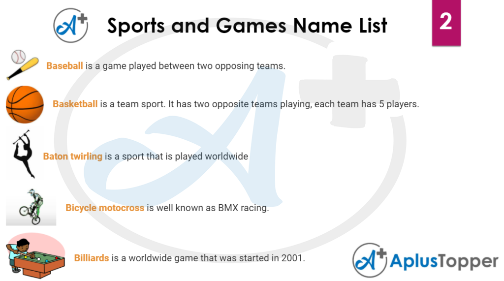 Sports and Games Name List 2