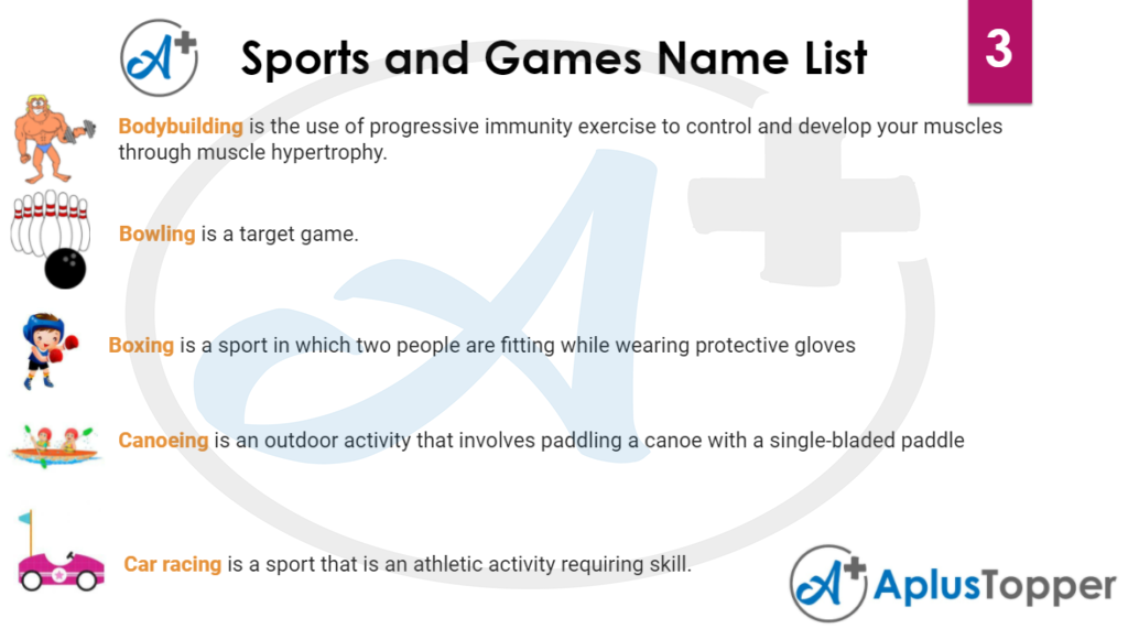 Sports and Games Name List 3