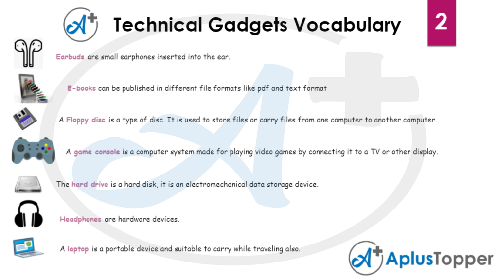 Technical Gadgets Vocabulary 2