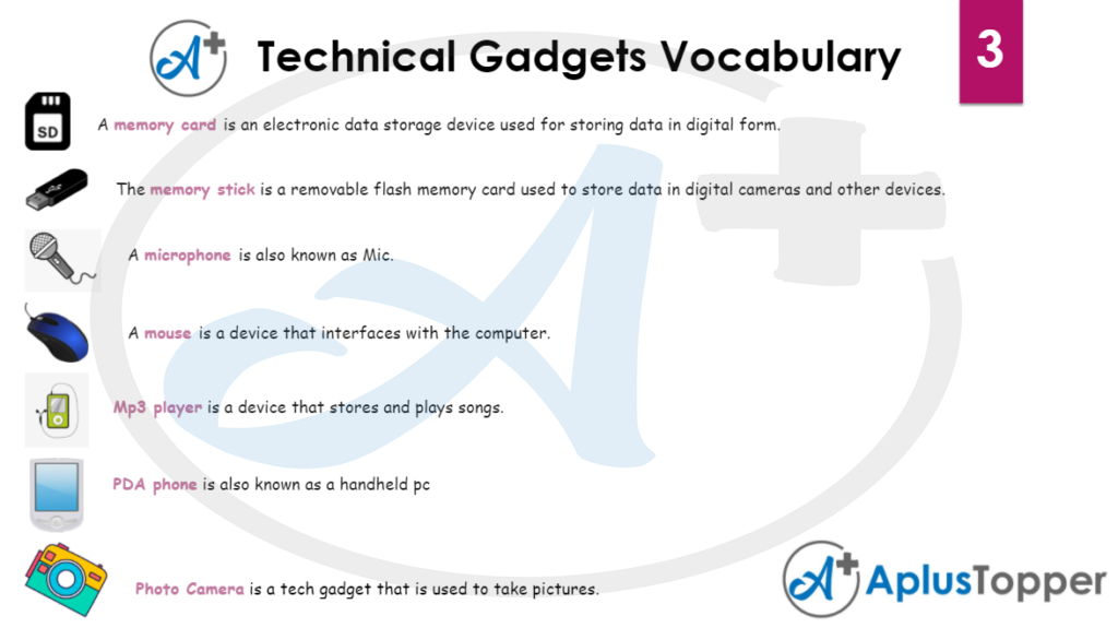 Technical Gadgets Vocabulary 3