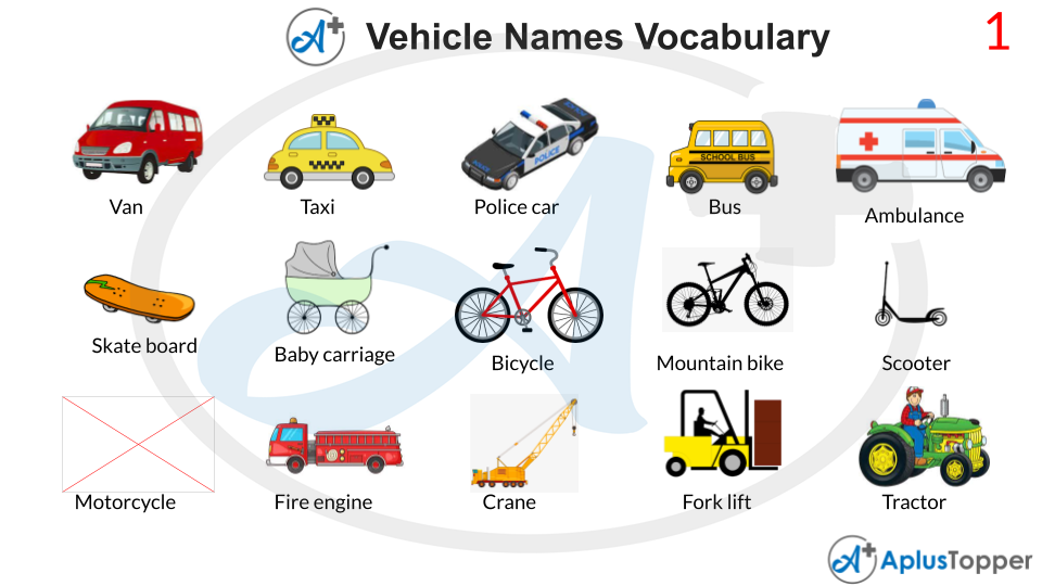 Vehicle Names Vocabulary