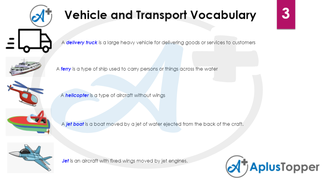 vehicle and transport vocabulary 3