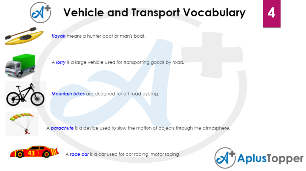 vehicle and transport vocabulary 4