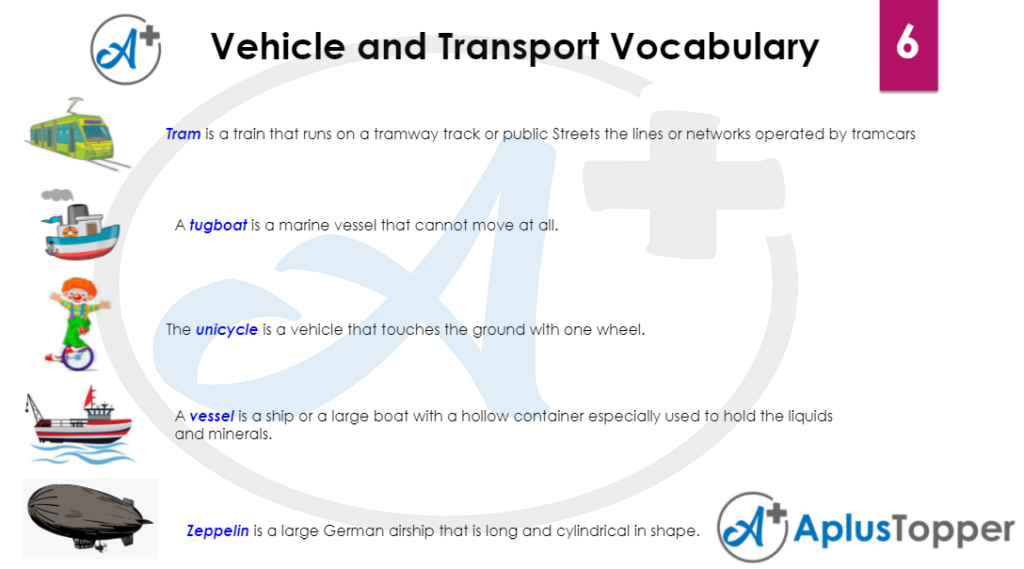 vehicle and transport vocabulary 6