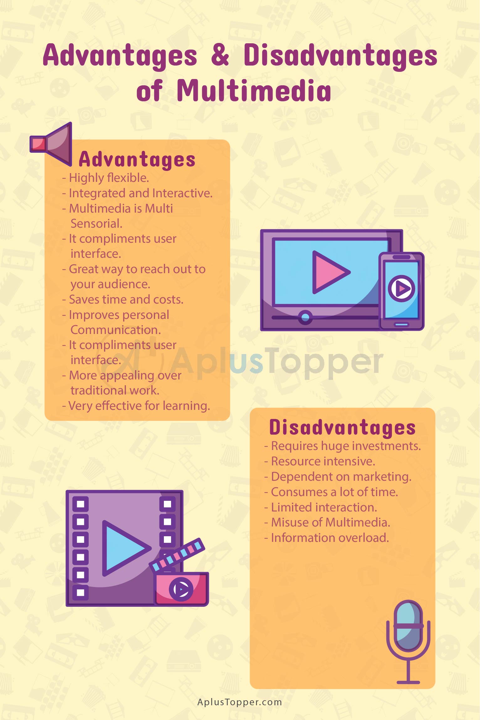 advantages and disadvantages of multimedia elements