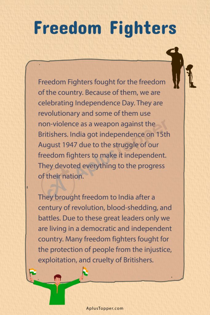 400 words essay on freedom fighters