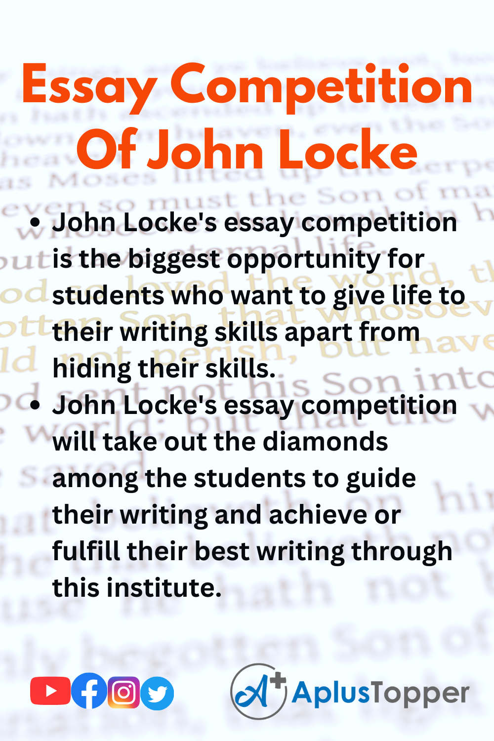 Essay Competition Of John Locke