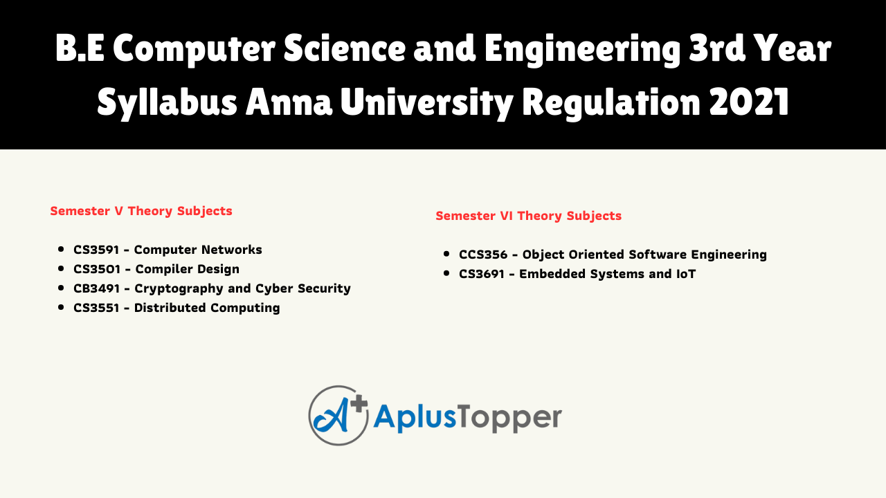 B.E Computer Science and Engineering 3rd Year Syllabus Anna University Regulation 2021