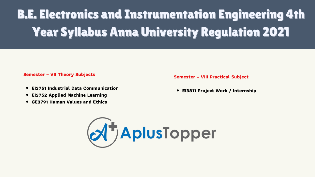 B.E. Electronics and Instrumentation Engineering 4th Year Syllabus Anna University Regulation 2021