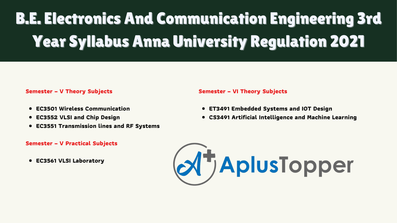 B.E. Electronics And Communication Engineering 3rd Year Syllabus Anna University Regulation 2021